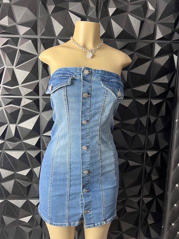 Denim button me down dress